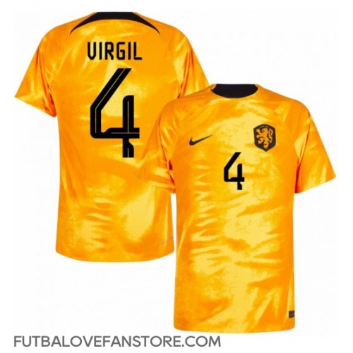 Holandsko Virgil van Dijk #4 Domáci futbalový dres MS 2022 Krátky Rukáv